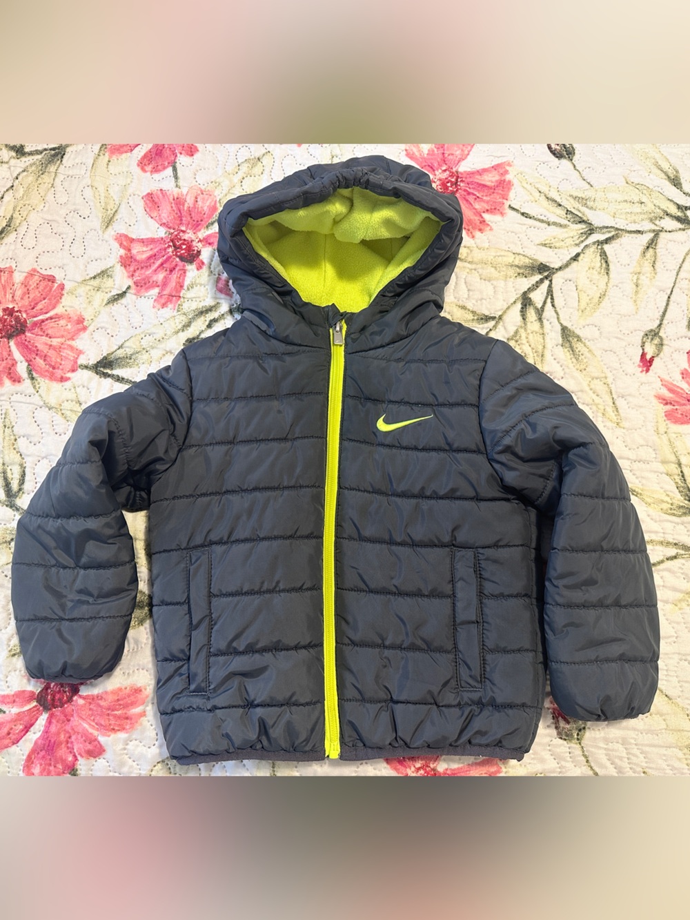 Nike Grey Green Puffer Jacket Size 3T Toddler